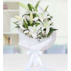 beyaz lilyum buketi  Doğum Günü  Buketi Aranjmanı