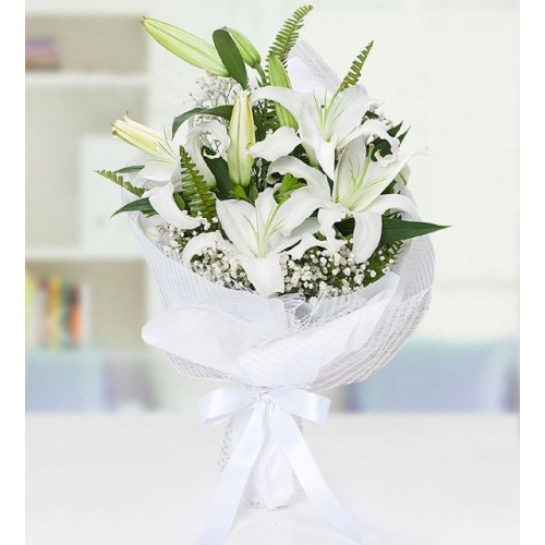beyaz lilyum buketi  Doğum Günü  Buketi Aranjmanı